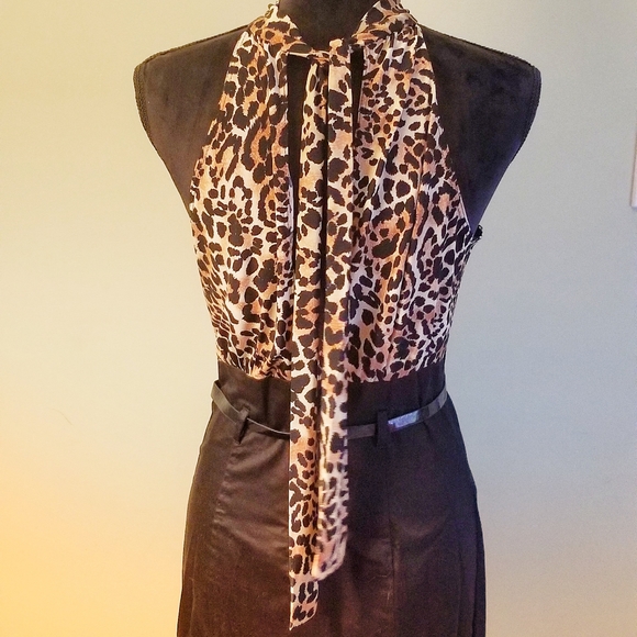 XOXO Retro Pencil Cut High Neck Tie Dress - Picture 3 of 3